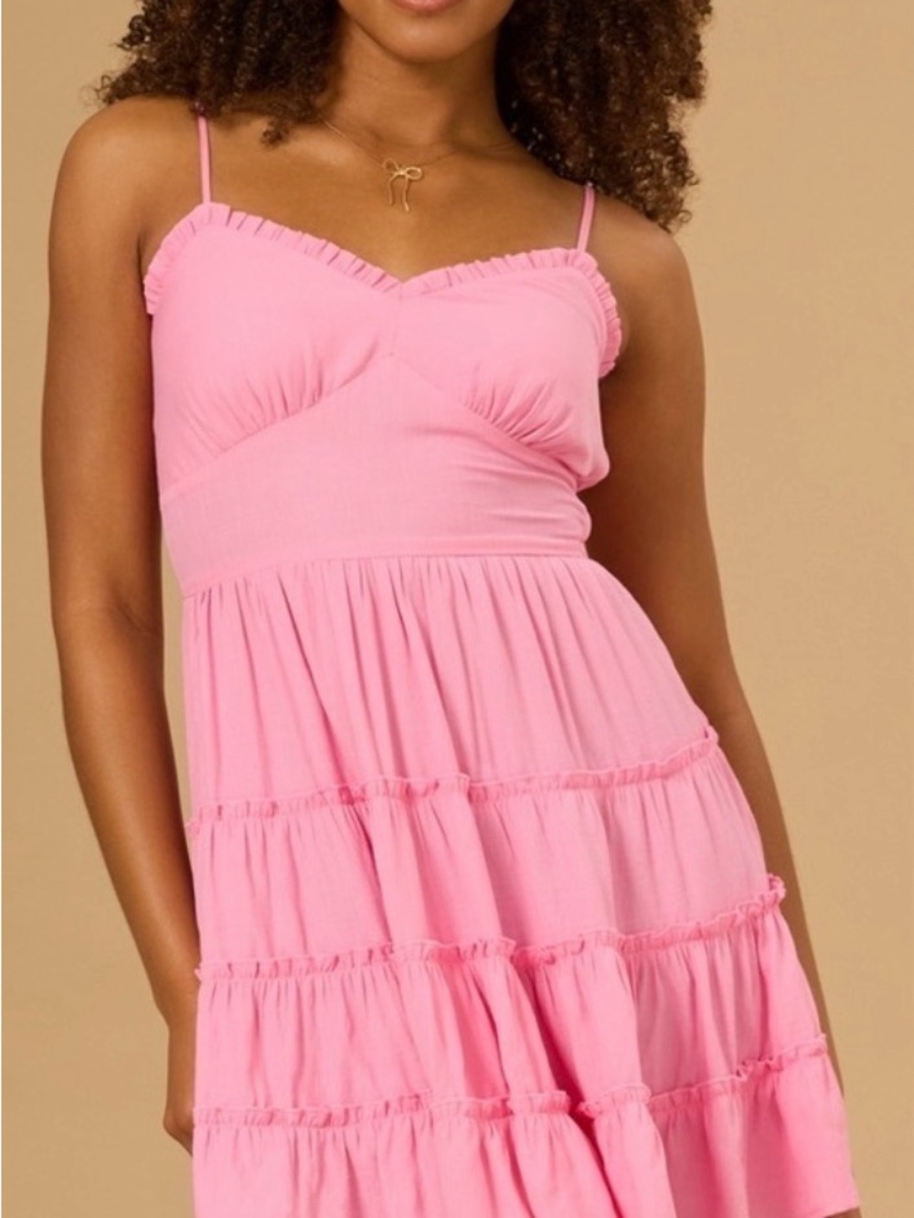 Altar'd State Pink Tiered Spaghetti Strap Sundress